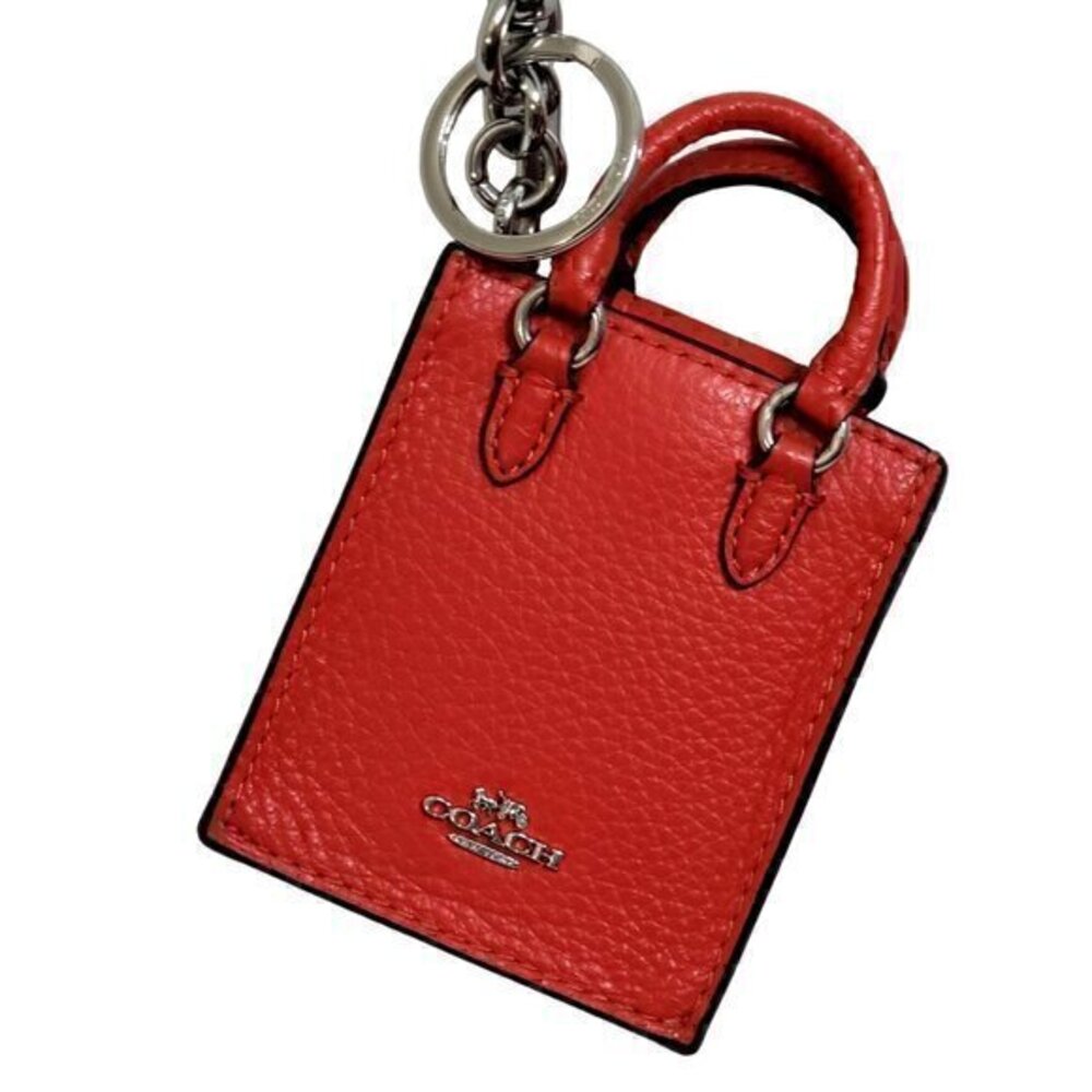 Coach Leather Mini Tote North South Red Bag Charm Keyring - Picture 9 of 9